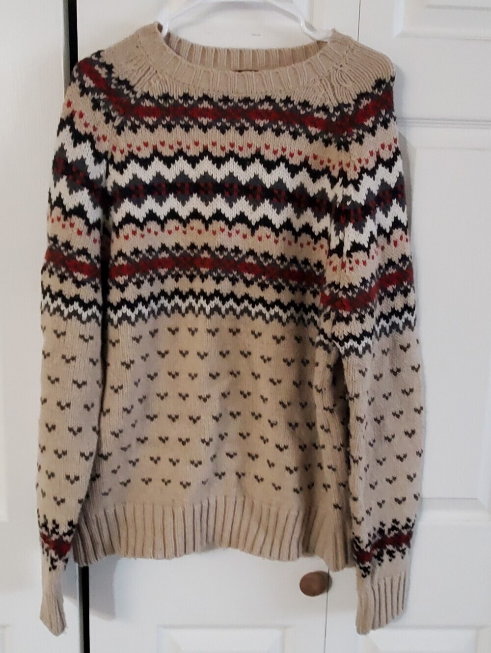 NICK DANGER LARGE VINTAGE. 90S. FAIR ISLE KNIT CREWNECK. SWEATER. WOOL BLEND
